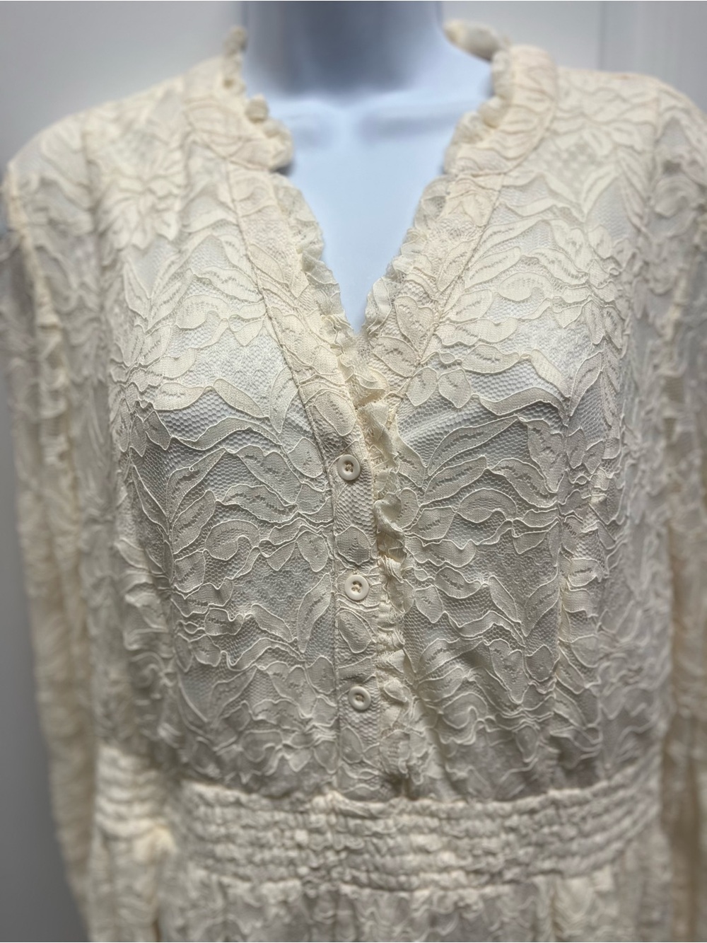Torrid Mini Stretch Lace Tiered Dress Pristine Ivory White Plus Size 0 (12) NWT - Picture 3 of 10
